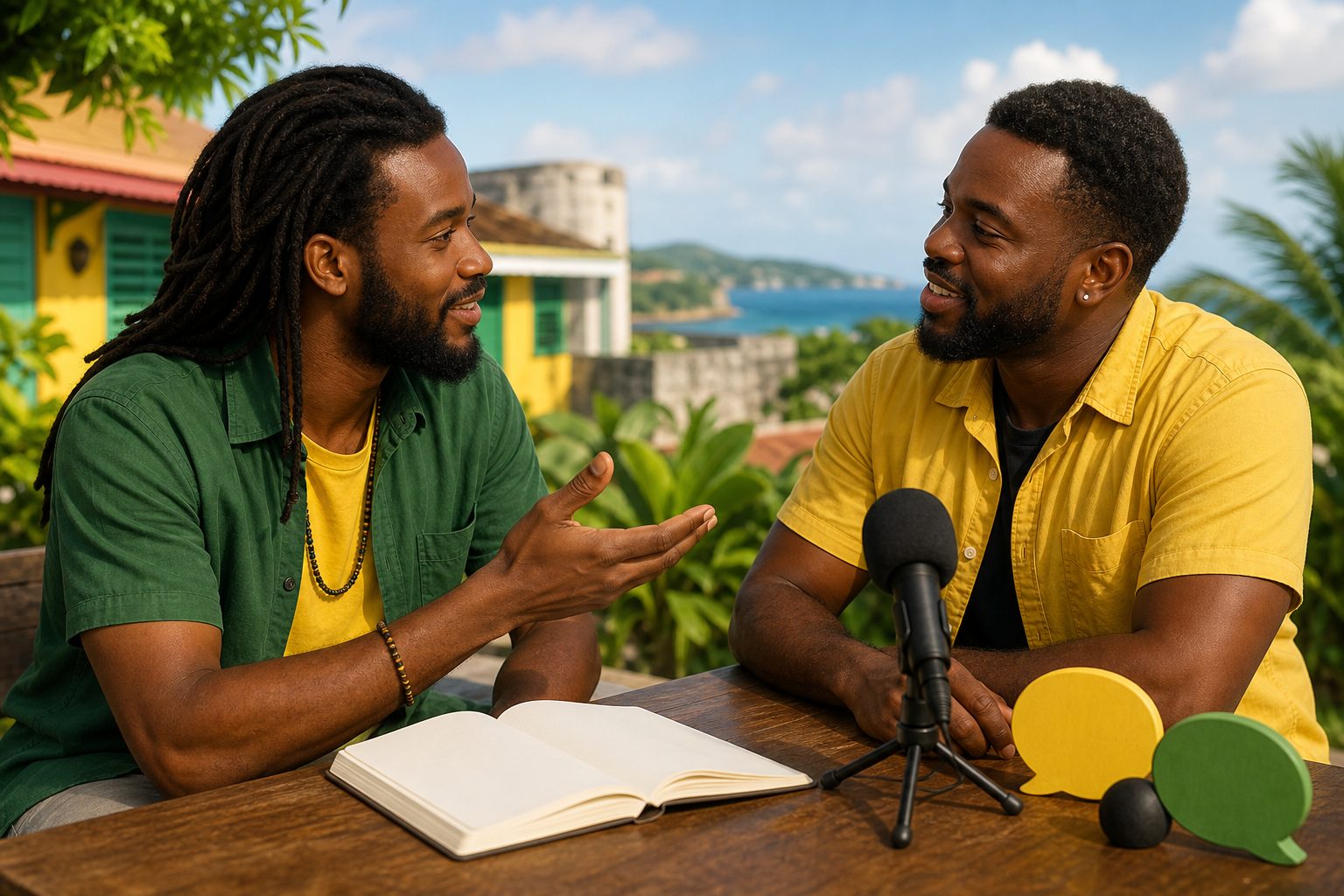 is-jamaican-broken-english-e904 Jamaican Patois words in a notebook beside a Jamaican flag